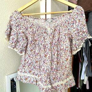 Floral off the shoulder flow top